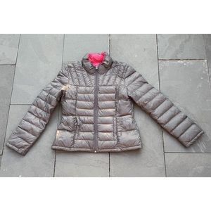Bernardo Womens Packable Down Jacket Gray and Pink Size M